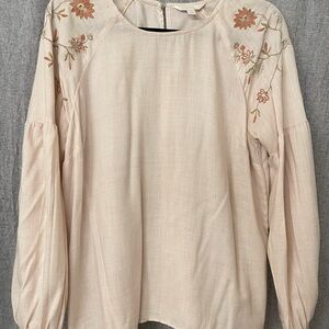 LC Lauren Conrad Floral Embroidered Blouse - Cream